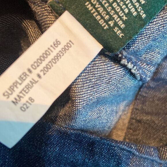 Lauren Ralph Lauren Denim Shift Dress Size 14,Lace-Up Neckline, Embroidery - Picture 3 of 10